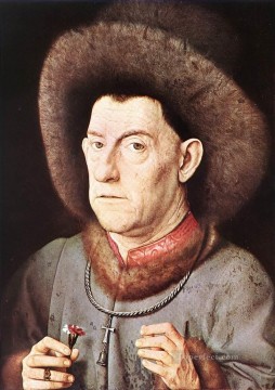  Carnation Art - Portrait of a Man with Carnation Renaissance Jan van Eyck